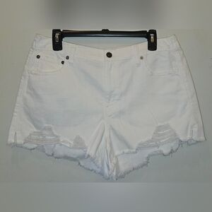 Aerie White Distressed Women Shorts